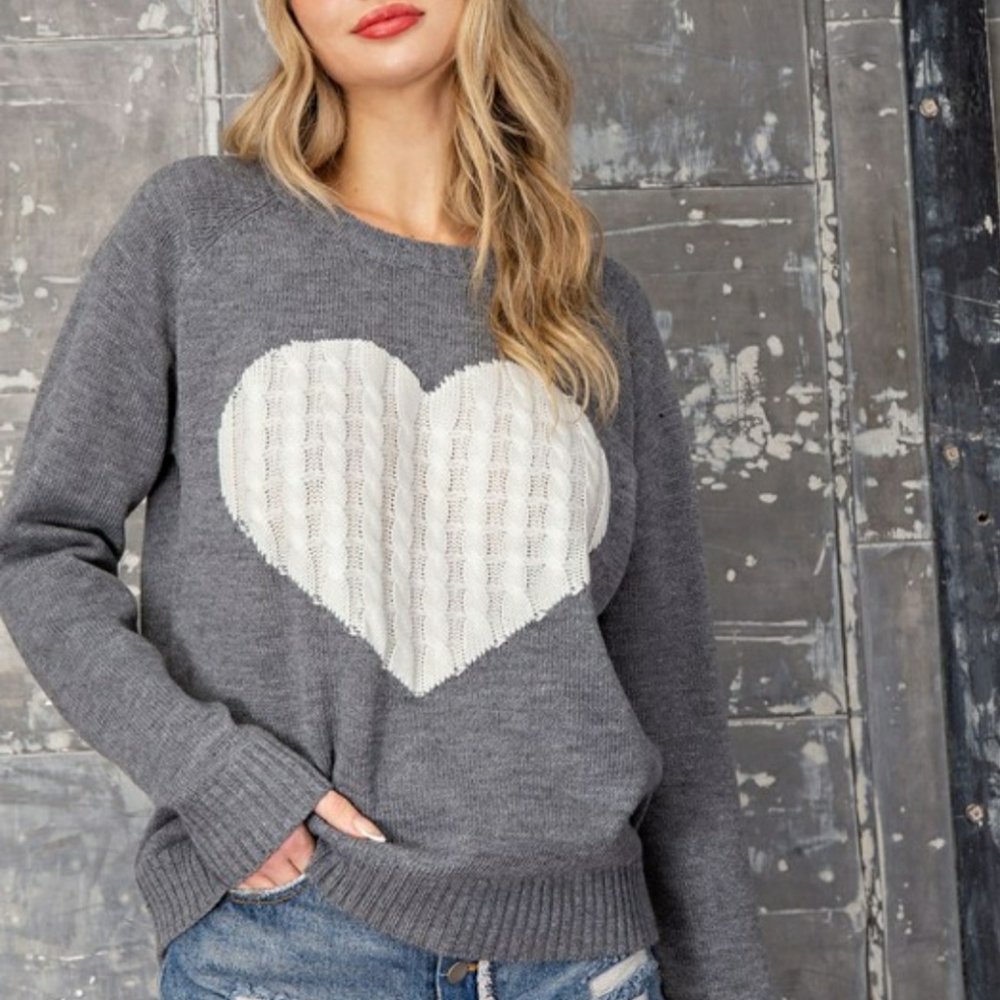 Grey Heart Sweater - Picture 2 of 4